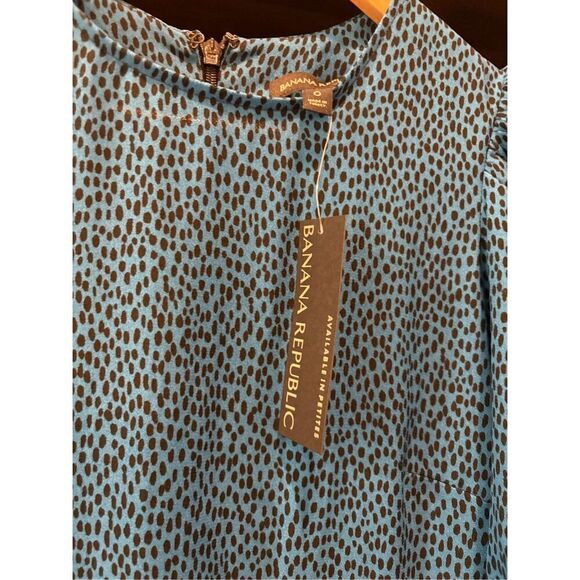 NWT Banana Republic Blue & Black Animal Print Sheath Mini Dress Size 0 MSRP $149 - Picture 5 of 8